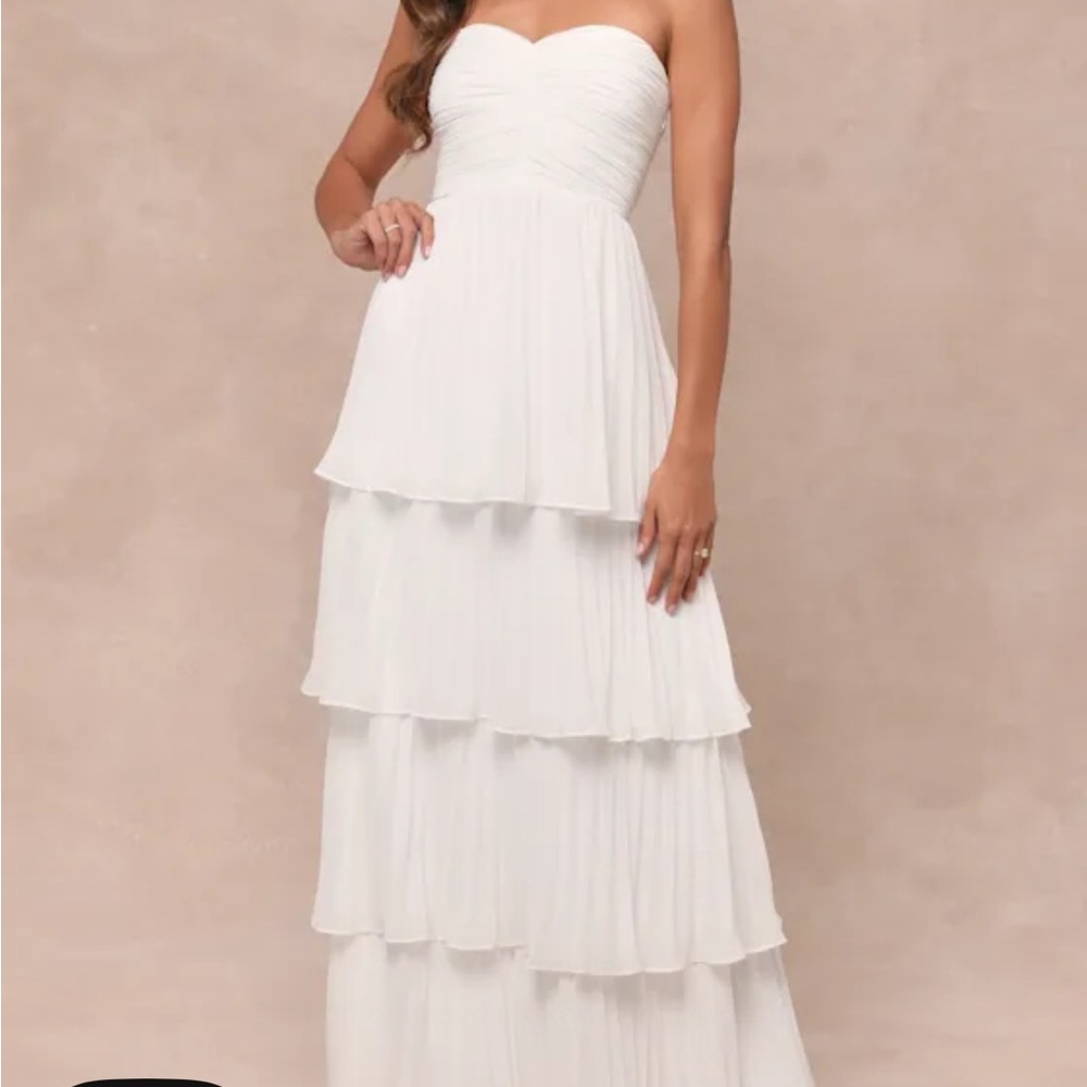 Lulus White Strapless Tiered Maxi Dress